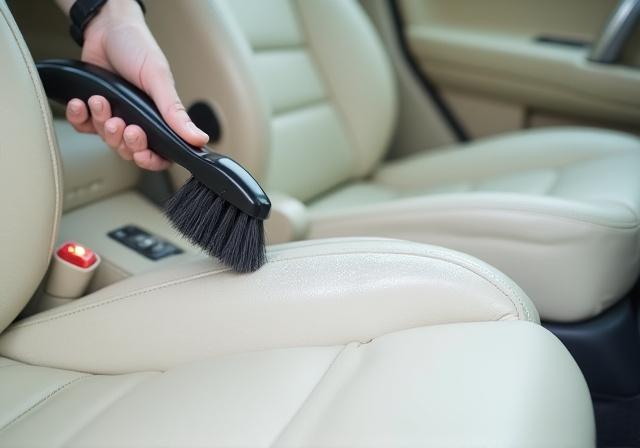 Dybderens af lyse lædersæder i bil